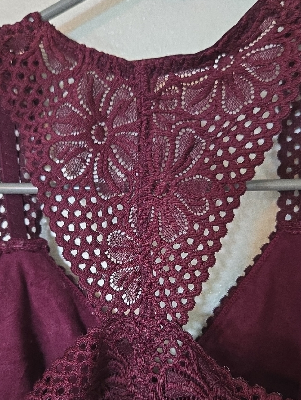 Aerie | Burgundy Lace Racerback Bralette Size Large - Picture 4 of 6